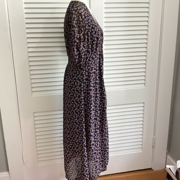 ASTR the label Navy & Rust Bitsy Print Floral Midi Dress Button Front Women's XL - Picture 13 of 16